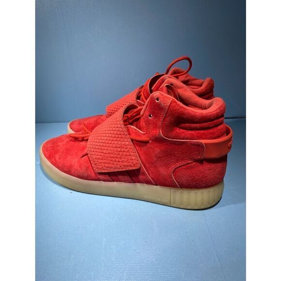 Adidas BB5039 Tubular Invader Red Suede Mid Top Sneaker Shoe Size 10.5 - Picture 1 of 7